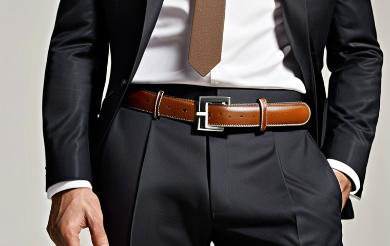 **

Prompt: Elegant H buckle belt on dark suit, formal setting, sophisticated style, classic Hermes design, high quality leather, luxury fashion.

**